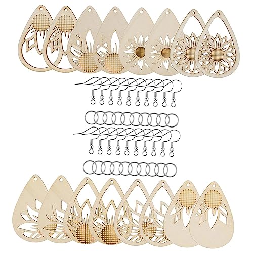 Holibanna 1Satz DIY Holzohrringe Teile Unvollendete Holzohrringe zum Selbermachen Anhänger Sprungringe und Ohrhaken Kreativ und Hautfreundlich für Designs von Holibanna