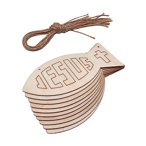 Holibanna 1Satz DIY Holzscheiben Fischförmige Holzstücke für Bastelideen Hängende Anhänger Dekoration für Erwachsene Juteschnüre von Holibanna