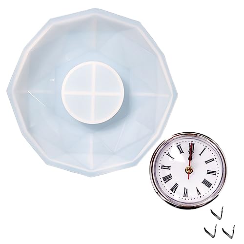 Holibanna 1Satz DIY Silikonform für Polygonale Wanduhr Uhrwerk Clips Wiederverwendbare Gießform für Epoxidharz Handwerksform für Uhrenprojekte von Holibanna