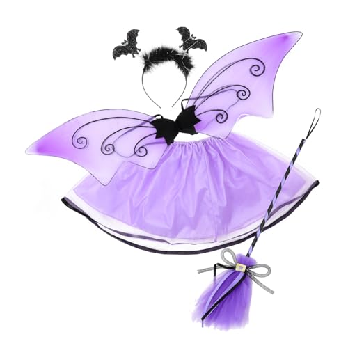 Holibanna 1Satz Halloween Kostümset für Teiliges Bat Flügel Kleid mit Zauberstab und Haarband für Partys und Kreative von Holibanna