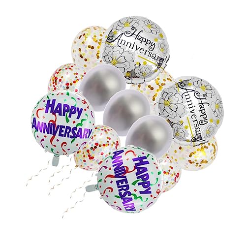 Holibanna 1Satz Happy Anniversary Ballon Teiliges Dekorationsset Mit Aluminiumfolienballons Metallic Und Konfetti Latexballons Weißem Satinband von Holibanna