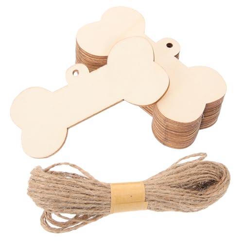 Holibanna 1Satz Hundeknochen Holzspäne Unvollendete DIY Holzanhänger Zum Gestalten Rustikale Holzmarken Für Haustiere Mit Juteschnur Zum Basteln Und Dekorieren von Holibanna