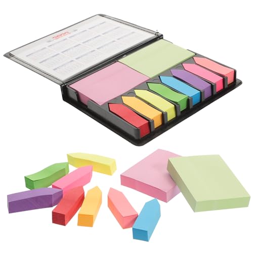 Holibanna 1Satz Notizblock mit Selbstklebenden Haftnotizen Fluoreszierenden Seitenmarkierungen und Praktischer PU Box für Büro und Schule Multifunktionale Index Etikettenblöcke von Holibanna