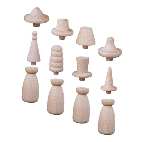 Holibanna 1Satz Unvollendete Holzklammerpuppen Teiliges DIY Bastelset Mit Hölzernen Puppen Und Austauschbaren Für Bastelprojekte Holzfiguren Für Erwachsene von Holibanna