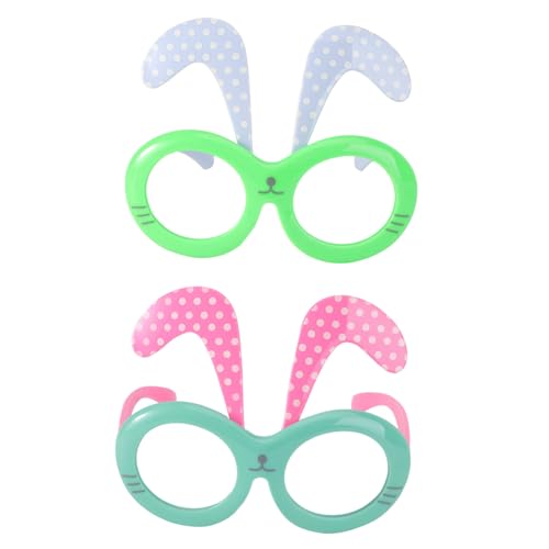 Holibanna Make-up-Brille 2 Paar Hasenbrille Cosplay-Maske Haarmasken Ostern Brillengestell Maskerade-Maske Tanzparty-Brille lustige Osterbrillen bilden Gläser Kleidung Requisiten Plastik von Holibanna