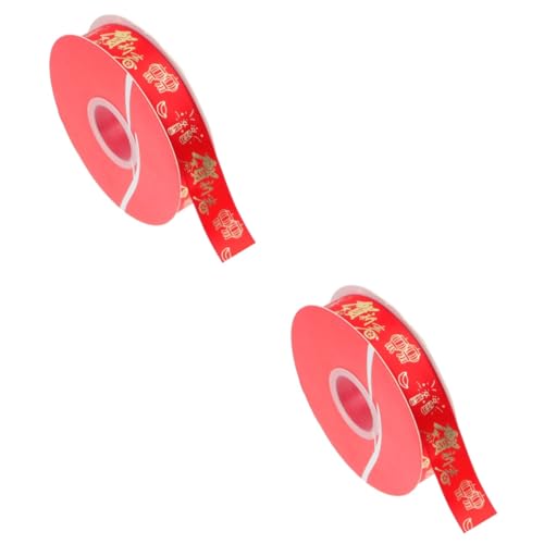 Holibanna 2 Rollen Frühlingsfestgeschenkverpackungsband Wickelband empfindlich Jahr Dekorationen Geschenkbänder ein Verpackungsband Party weißes Band chinesisches neujahrsband Polyester rot von Holibanna