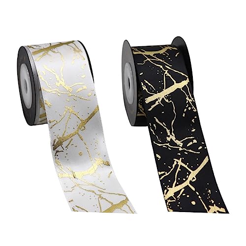 Holibanna 2 Rollen Hochwertiges Dekorationsband Polyester Breit Goldene Prägung für DIY Haarschmuck Geschenkverpackung Blumenarrangements und Festdekoration von Holibanna