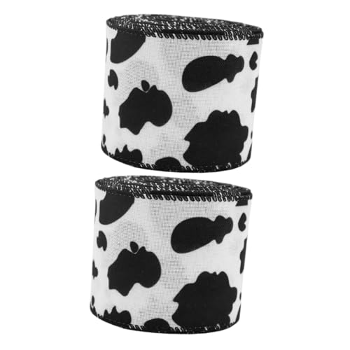 Holibanna 2 Rollen Kuhmuster Stoffband Cow Themed Ribbon für Basteln Geschenkverpackung DIY Schleifen Kranzdekorationen Vielseitig für Geburtstag Hochzeit Partygestaltung von Holibanna