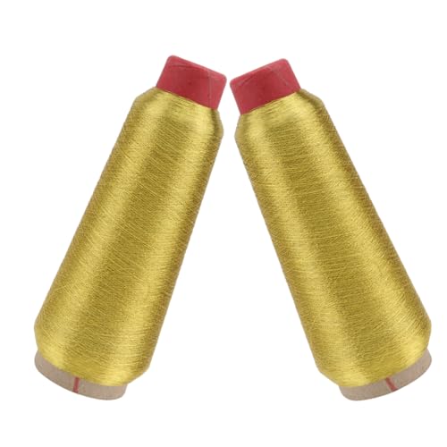Holibanna 2 Rollen Nähmaschinen-stickgarn Bausatz Metallisch Nähen Reflektierend Stickerei Garnset Für Nähmaschinen Funkeln Quiltgarn Für Nähmaschine Goldschnur Häkelfaden Polyester Golden von Holibanna