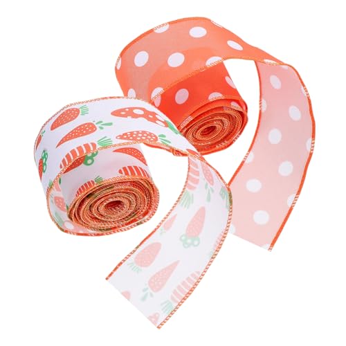 Holibanna 2 Rollen Osterband Ostern Bastelbänder Netzstoffband Ostergeschenkband Polyester von Holibanna