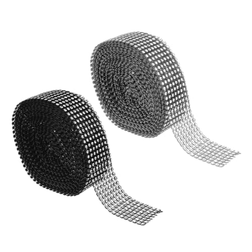 Holibanna 2 Rollen Selbstklebendes Strassband Reihig Silber Schwarz Elektroplattierte Hohlsteine Leicht DIY Basteln Dekoration Hochzeit Shower von Holibanna