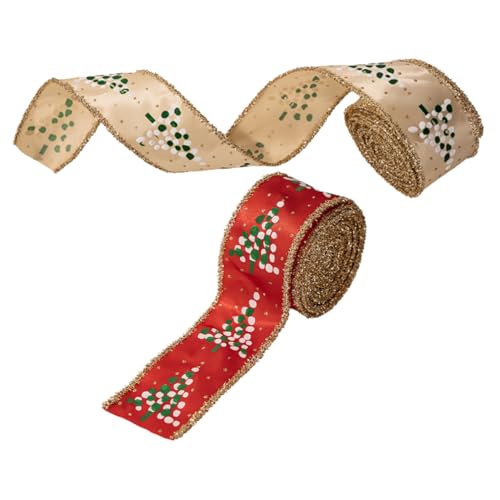 Holibanna 2 Rollen Weihnachtsband mit Drahtkante Dekoratives Geschenkband für Weihnachtsbaum Kranz Schleifenherstellung Robustes Farbechtes Geschenkband in Rot und Khaki für Holibanna 2 Rollen Weihnachtsband mit Drahtkante Dekoratives Geschenkband für Weihnachtsbaum Kranz Schleifenherstellung Robustes Farbechtes Geschenkband in Rot und Khaki für von Holibanna