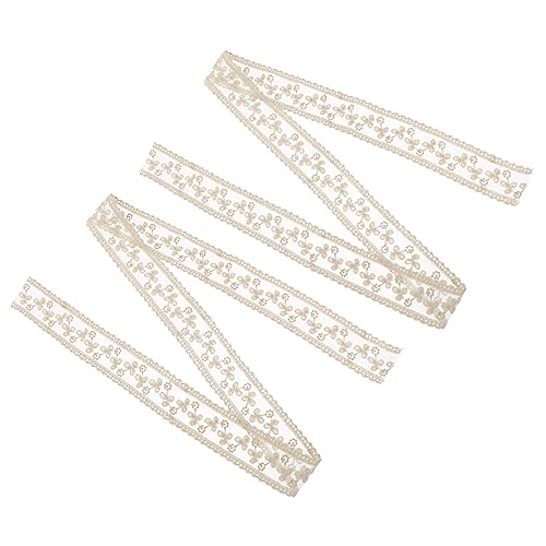 Holibanna 2 STÜCK DIY Schleifenband Haarschmuck Material Goldfaden Stickerei Blumen Spitzenband Beige Langlebig Kompakt Vielseitig für Basteln und Dekoration von Holibanna