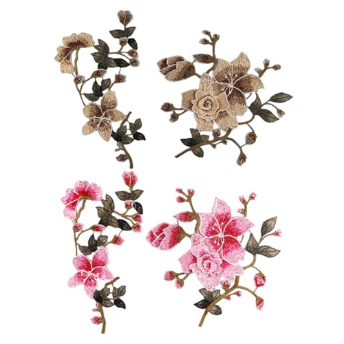Holibanna 2 Sätze Blumen Applikationen zum Aufnähen Bestickte Spitzen Stoffflicken für Kleidung DIY Nähzubehör Langlebige Praktische Patch Dekorationen in Braun von Holibanna