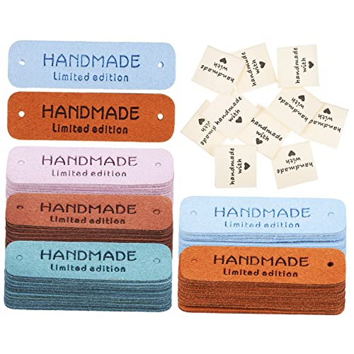 Holibanna 2 Sätze Handgemachte Etiketten Geprägte Leder Und Stofflabels Mit Herzmuster Diy Zubehör Für Kleidung Taschen Hüte Schals Und Mehr Farben Für Projekte 60 Stück * 2 von Holibanna
