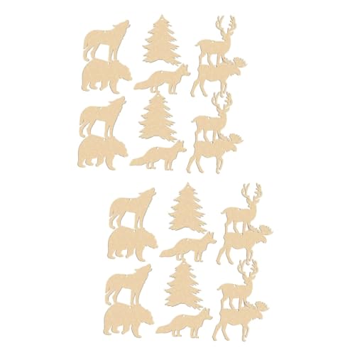Holibanna 2 Sätze Tierschmuck Aus Holz Dekoration Ornamente Waldtierschmuck Weihnachten Tierwelt Formen Unfertige Diy-ausschnitte Drinnen Ausgeschnitten Dekorativ Kiefer Khaki 30 Stück * 2 von Holibanna