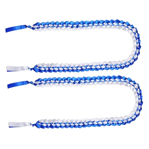 Holibanna 2 Stück Abschlusskranzband Abschluss Leis Abschluss-halsgirlande Grad Partyzubehör Grad Geflochtene Halsketten Abschlussdekoration Requisiten Abschlussfeier Blue Schleife von Holibanna
