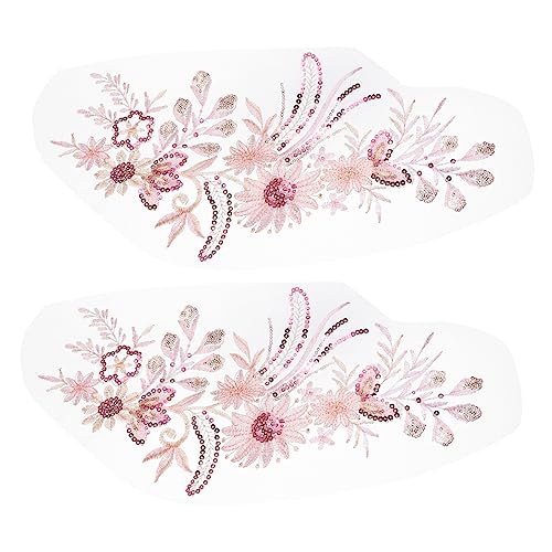 Holibanna 2 Stück Blumen Stickerei Applikationen Diy Dekorative Patches für Kleidung Taschen Hochzeits und Bastelprojekte Pailletten und Tüll Rosa von Holibanna