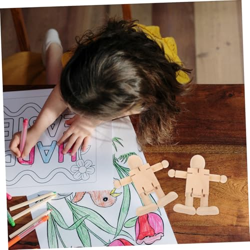Holibanna 2 Stück DIY Holzfiguren mit Gelenken zum Bemalen Bewegliche Holzpuppen Dekoration und Bastelset Handwerkliches Holzornament für Wohnraumgestaltung und Kreative Freizeitgestaltung von Holibanna