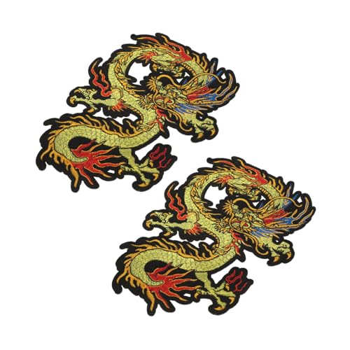 Holibanna 2 Stück Einzigartige Drachen stickerei Patches zum Aufbügeln und Nähen Dekorative Applikationen für Kleidung Taschen Hüte Jeans für DIY Bastelprojekte und Reparaturen von Holibanna