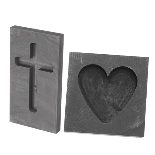 Holibanna 2 Stück Herzform Für Fondant Kreuzschmelzgussform Seifenformen Kleine Barrenform Metallgussform Schmuckformen Gussbarrenformen Barrenform Design Graphitschwarz von Holibanna