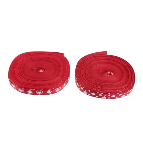 Holibanna 2 Stück Hochwertiges Geschenkband Rot Teilig Schleifenband mit Herzmuster für DIY Dekoration Hochzeit Valentinstag Geschenkverpackung und Kuchenverzierung von Holibanna