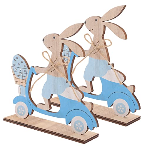 Holibanna 2 Stück Kaninchen-Karotten-Ornament Party Willkommen drinnen hasenfiguren Ostern mitgebsel Easter Bunny holzfigur Hasenschmuck aus Holz Tischdeko zu Ostern hölzern Sky-Blue von Holibanna