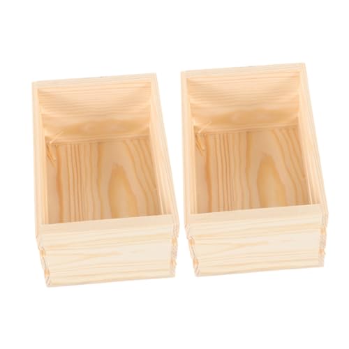 Holibanna 2 Stück Mini-Holzkorb kleine holzkisten Puppenhaus Aufbewahrung Holzkisten für Puppenhaus Rustikale Holzkisten Essen Lagerung Miniatursachen Mini-Puppenhauszubehör Holzkörbe Beige von Holibanna