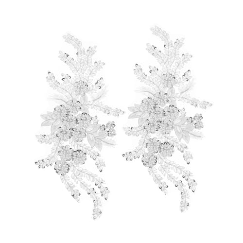 Holibanna 2 Stück Pailletten-Blumenapplikationen Hochzeitsapplikationen Blumenapplikationen aufnähen Blumenstickstätte Paillettenverzierungen zum Aufnähen Stickereiapplikationen Spitze Weiß von Holibanna