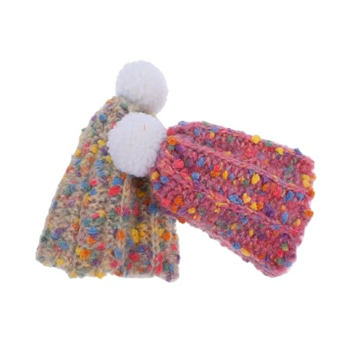 Holibanna 2 Stück Puppe Wollmütze Kleine Weihnachtsmütze Mini-strickmützen Zum Basteln Puppe Weihnachtsmützen Aus Wolle Zum Selbermachen Mini-wintermützen Zum Basteln Bärenhut Garn von Holibanna