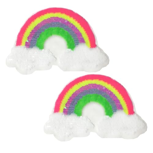Holibanna 2 Stück Regenbogen Aufnäher Doppelseitige Pailletten Bestickte Applikationen Farbwechsel Pailletten Flicken zum Aufnähen für Kleidung Taschen und DIY Bastelarbeiten von Holibanna