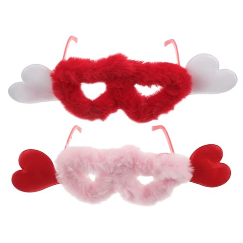 Holibanna 2 Stück Retro Herz-sonnenbrillen Plüsch Fuzzy Samt Vintage Trendige Damen Party Brillen Weiche Komfortable Leichte Neuheit Eyewear von Holibanna