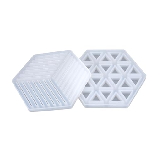 Holibanna 2 Stück Silikon Hexagon Untersetzer Gießform DIY Epoxidharz Form für Fondant Kuchen Bastelarbeiten Hitzebeständig und Leicht zu Reinigen von Holibanna