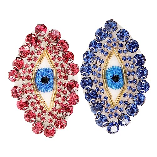 Holibanna 2 Stück Strass Augenform Patches für Kleidung Glitzernde Applikation für DIY Deko Reparaturflicken für Taschen Hüte und Textilien Bügelbilder für Jacken und Mehr von Holibanna