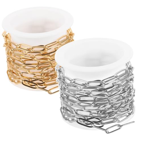 Holibanna 2 Stück Teiliges Edelstahl Büroklammerketten in Stahl Goldfarbe Langlebige Gliederketten für Schmuckherstellung DIY armband Halskettenketten Holibanna 2 Stück Teiliges Edelstahl Büroklammerketten in Stahl Goldfarbe Langlebige Gliederketten für Schmuckherstellung DIY armband Halskettenketten von Holibanna