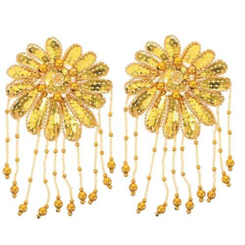 Holibanna 2 Stück Teiliges Goldene Fransen-Schulterepauletten mit Paillettenblumen Handgefertigte Langlebige Kostümapplikationen für Damen Stilvolle Party-Accessoires von Holibanna
