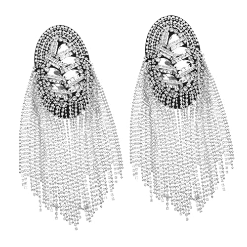 Holibanna 2 Stück Vintage Schulterepauletten mit Strasssteinen und Metallquasten Modische Teiliges Stilvolle Kleidungsschmuck für Hochzeit Bühne Cosplay und Festliche Anlässe von Holibanna