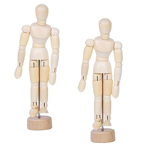 Holibanna 2 Stück gemeinsame Puppe Männchen Heimbüro schreibtischdeko schreibtisch dekoration Bewegliche Holzpuppe Holzgelenkpuppe bastelsachen Holzgelenkmodell hölzerne Verzierung Brown von Holibanna