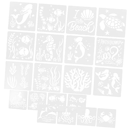 Holibanna 20 Blatt Wiederverwendbare Malerei Schablonen mit Meeresbewohnern für Kreative DIY Projekte zum Dekorieren von Wänden und Basteln von Holibanna