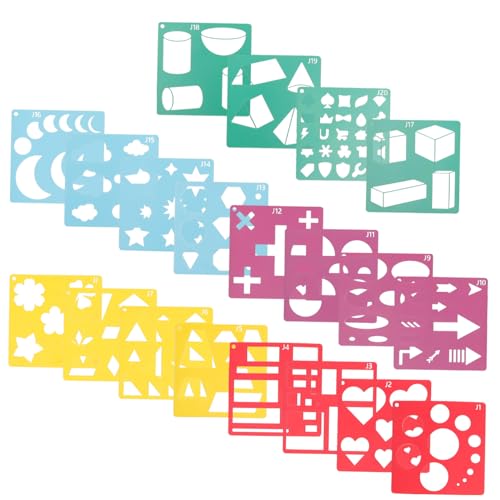 Holibanna 20 Blatt Wiederverwendbare Malschablonen für DIY Malerei Geometrische Muster Schablonen für Bastelprojekte und Dekoration für Erwachsene von Holibanna
