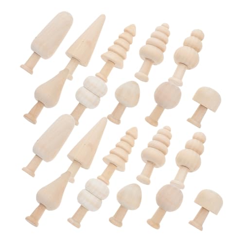 Holibanna 20 Stück Bemaltes Holzspielzeug Winzig Herstellung Karikatur Mini Ornament Schmucklos Verzierungen Lackierbar Unbemalt Bunt Baum Malen Klein Weihnachten Bastelset Khaki von Holibanna