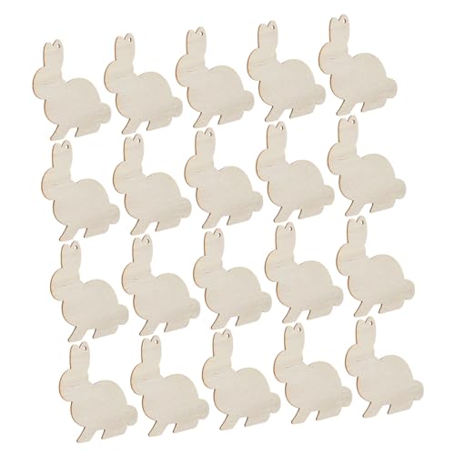 Holibanna 20 Stück Diy Holzanhänger Hasenform Holzscheiben mit Aufhängeloch Natürliche Dekorative Holzanhänger für Party Raumdekoration Handgefertigte Holzverzierung Süße Hasen von Holibanna