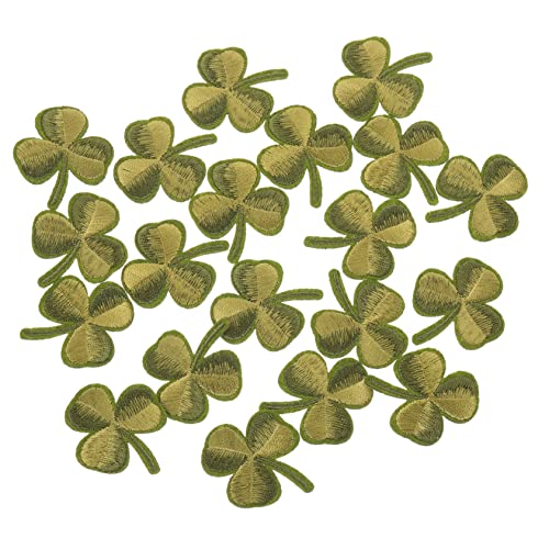 Holibanna 20 Stück Gestickter Stoffaufnäher Kleiderflicken Kleine Kleeblattflecken Applikationen Drei Gestickte Anwendung Nähen Patch Stickerei Applikation Klebstoff Grün Polyester von Holibanna