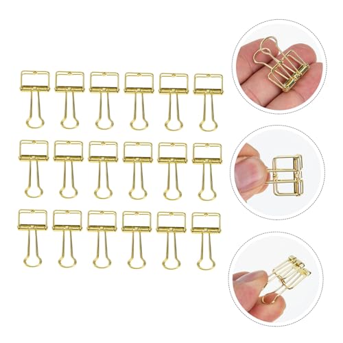 Holibanna 20 Stück Goldene Binder Clips aus Edelstahl Dekorative Büroklammern mit Starkem Halt Vielseitige Metall Klemmen für Papier Bücher Snacks und Kabelorganisation von Holibanna