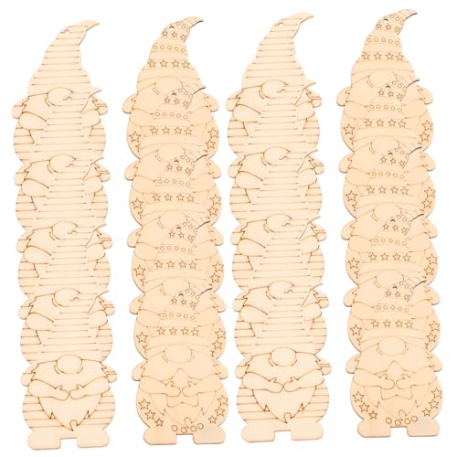 Holibanna 20 Stück Handgefertigte Holzanhänger Weihnachtsdeko Gnom Figuren DIY Handbemalt Holzpendants für Schlafzimmer und Festliche Raumdekoration von Holibanna
