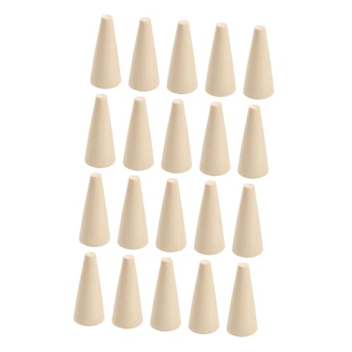 Holibanna 20 Stück Holzkegel Schmuckdisplay Holzringhalter Unbehandelte Holzringe Organizer DIY Bastelmaterial Kleine Figuren Bemalen für Mädchen Frauen Home Dekoration von Holibanna