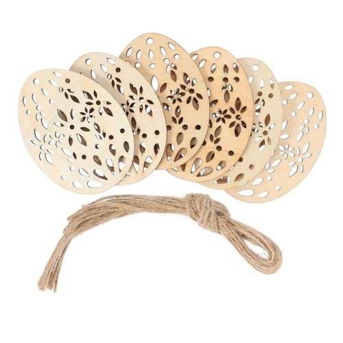 Holibanna 20 Stück Osterei-Anhänger Urlaub Dekoration Ornament drinnen Produkt easter teigroller ostern Osterschmuck aus Holz zum Aufhängen dekorative ostereier Osterholzbügel Hölzern Khaki von Holibanna