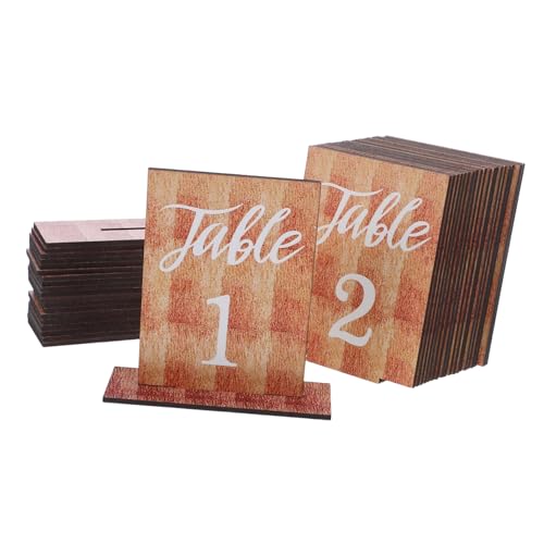 Holibanna 20 Stück Rustikale Teilig Holz Tischnummern mit Ständer Klare Sitzordnung für Hochzeitsfeier Dekoration für Empfang Bankett und Restaurant Langlebige Tischnummern Marker von Holibanna