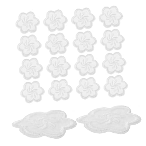 Holibanna 20 Stück Stoffpatch bestickt Aufnäher mit Blumenapplikation Applikationen Patches nähen Stickerei kleine Nähflicken austauschbare Nähflicken kleine Hutflecken Polyesterfaden Weiß von Holibanna
