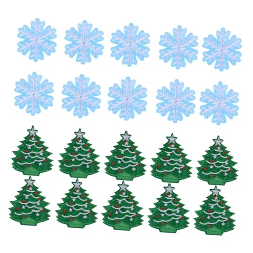Holibanna 20 Stück Teiliges Bestickter Weihnachtsapplikationen mit Weihnachtsbaum und Schneeflocken Kreative und Langlebige Stoffpatches zur Festlichen Weihnachtsdeko für DIY Kleidung und von Holibanna
